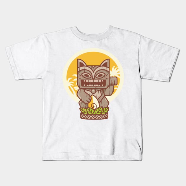 Tiki Kitty Kids T-Shirt by ppmid